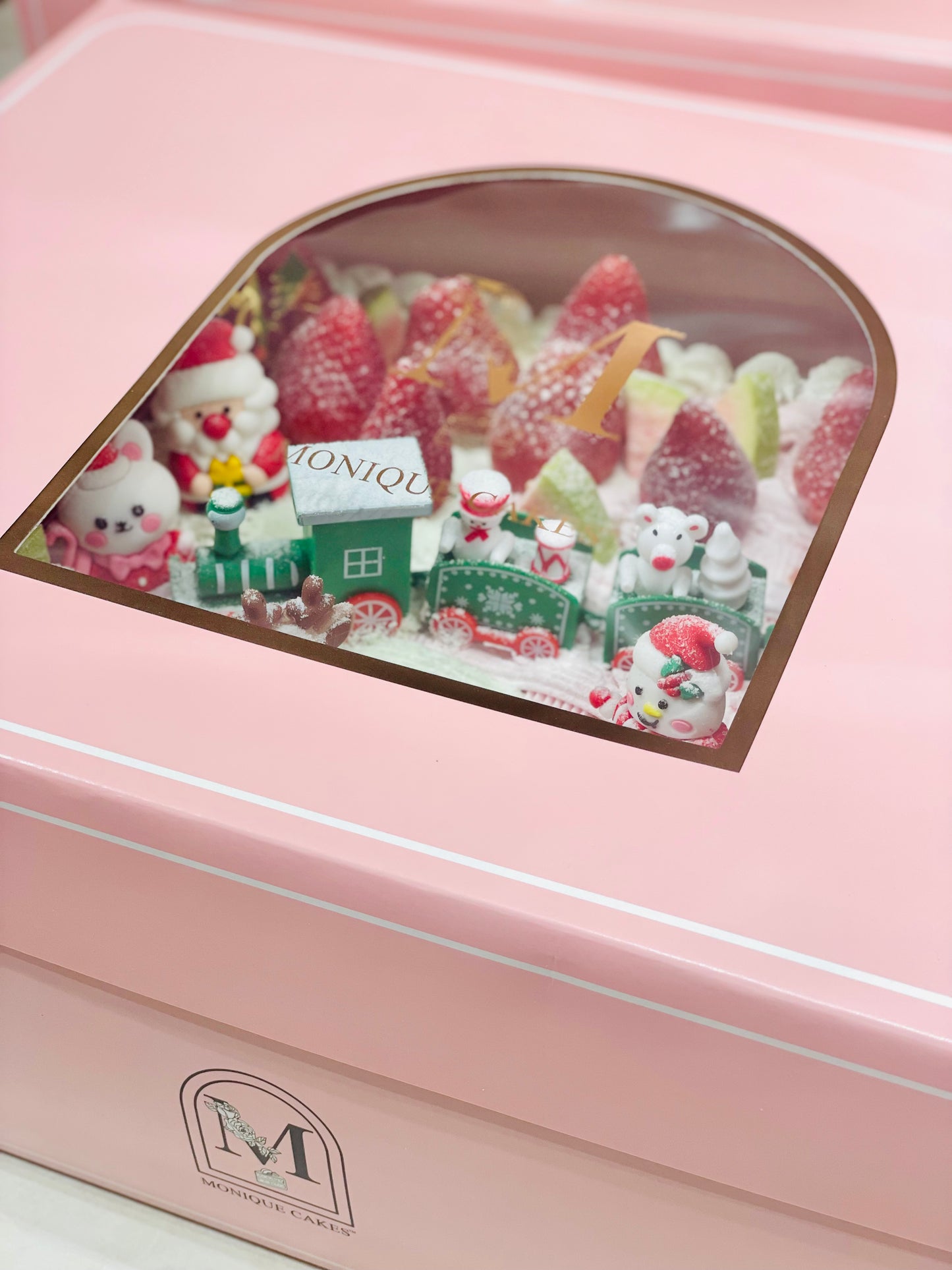 Christmas-themed Rectangular Strawberry-Guava Cake